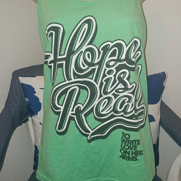 American Apparel Neon × TWLOHA | Bright Green Hope is Real Tank Top Small - Picture 2 of 8